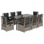 Set comedor de jardín 9 pzas cojines ratán sintético gris claro de vidaXL, Conjuntos de jardín - Ref: Foro24-3263040, Precio:...