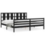 Double bed frame with black solid wood headboard by vidaXL, Beds and slatted bases - Ref: Foro24-3194135, Price: 176,99 €, Di...