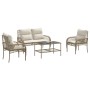 Gartensofa-Set mit Kissen, 4-teilig, beiges synthetisches Rattan von vidaXL, Gartensets - Ref: Foro24-368730, Preis: 351,99 €...