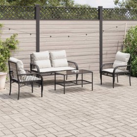 4-piece garden sofa set with black synthetic rattan cushions by vidaXL, Garden sets - Ref: Foro24-368726, Price: 348,99 €, Di...