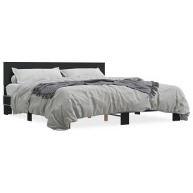 Engineered wood and black metal bed frame 180x200cm by vidaXL, Beds and slatted bases - Ref: Foro24-3280177, Price: 170,99 €,...