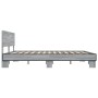 Estructura cama madera ingeniería metal gris Sonoma 180x200 cm de vidaXL, Camas y somieres - Ref: Foro24-3280180, Precio: 171...