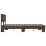 Engineered wood bed frame oak brown metal 140x200 cm by vidaXL, Beds and slatted bases - Ref: Foro24-3280196, Price: 158,63 €...