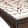 Estructura cama madera ingeniería metal marrón roble 140x200 cm de vidaXL, Camas y somieres - Ref: Foro24-3280196, Precio: 15...