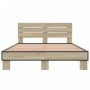 Estructura cama madera ingeniería metal roble Sonoma 140x190 cm de vidaXL, Camas y somieres - Ref: Foro24-3280168, Precio: 15...