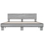 Estructura cama madera ingeniería metal gris Sonoma 200x200 cm de vidaXL, Camas y somieres - Ref: Foro24-3280175, Precio: 174...