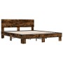 Estructura cama madera ingeniería metal roble ahumado 150x200cm de vidaXL, Camas y somieres - Ref: Foro24-3280189, Precio: 15...