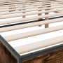 Engineered wood bed frame metal smoked oak 150x200cm by vidaXL, Beds and slatted bases - Ref: Foro24-3280189, Price: 156,49 €...