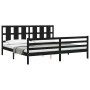 Double bed frame with black solid wood headboard by vidaXL, Beds and slatted bases - Ref: Foro24-3194135, Price: 176,99 €, Di...