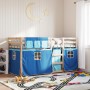 Bunk bed with curtains solid blue pine wood 90x200 cm by vidaXL, Beds and slatted bases - Ref: Foro24-3283929, Price: 157,99 ...