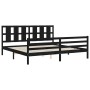 Double bed frame with black solid wood headboard by vidaXL, Beds and slatted bases - Ref: Foro24-3194135, Price: 176,99 €, Di...