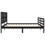 Double bed frame with black solid wood headboard by vidaXL, Beds and slatted bases - Ref: Foro24-3194135, Price: 176,99 €, Di...