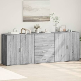 Aparadores 3 uds madera contrachapada gris Sonoma de vidaXL, Aparadores - Ref: Foro24-3276614, Precio: 265,99 €, Descuento: %