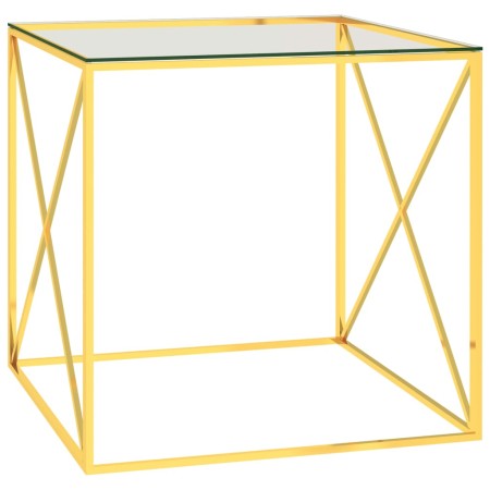 Goldener Couchtisch aus Edelstahl und Glas, 55 x 55 x 55 cm von vidaXL, Couchtisch - Ref: Foro24-289022, Preis: 97,99 €, Raba...