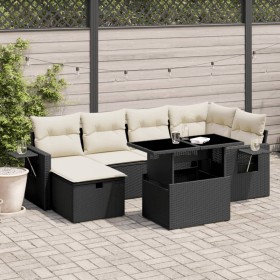 7-teiliges Gartensofa-Set mit schwarzen synthetischen Rattankissen von vidaXL, Gartensets - Ref: Foro24-3274976, Preis: 528,4...