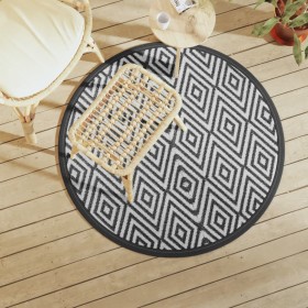 Alfombra de exterior PP blanco y negro Ø120 cm de vidaXL, Protectores para exterior - Ref: Foro24-368474, Precio: 21,79 €, De...