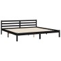 Double bed frame with black solid wood headboard by vidaXL, Beds and slatted bases - Ref: Foro24-3194135, Price: 176,99 €, Di...