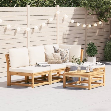 5-teiliges Gartenmöbel-Set mit Kissen aus massivem Akazienholz von vidaXL, Modulare Sofas für den Außenbereich - Ref: Foro24-...