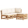 5-teiliges Gartenmöbel-Set mit Kissen aus massivem Akazienholz von vidaXL, Modulare Sofas für den Außenbereich - Ref: Foro24-...