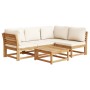 5-piece garden furniture set with solid acacia wood cushions by vidaXL, Modular outdoor sofas - Ref: Foro24-3214302, Price: 5...