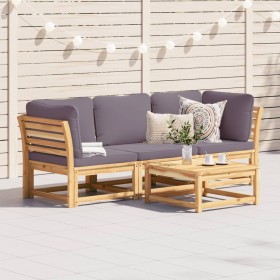 3-piece garden furniture set with acacia wood cushions by vidaXL, Modular outdoor sofas - Ref: Foro24-3214314, Price: 394,65 ...