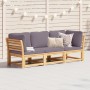 3-teiliges Gartenmöbel-Set mit Kissen aus Akazienholz von vidaXL, Modulare Sofas für den Außenbereich - Ref: Foro24-3214314, ...