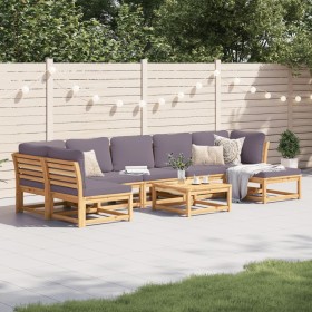 8-teiliges Gartenmöbel-Set mit Kissen aus massivem Akazienholz von vidaXL, Modulare Sofas für den Außenbereich - Ref: Foro24-...