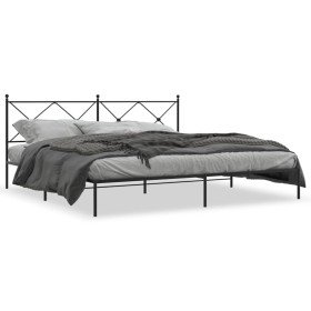 Estructura de cama con cabecero metal negro 193x203 cm de vidaXL, Camas y somieres - Ref: Foro24-376508, Precio: 119,99 €, De...