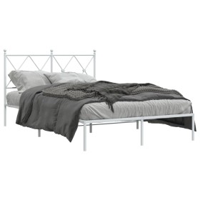 Metal bed frame with white headboard 120x190 cm by vidaXL, Beds and slatted bases - Ref: Foro24-376548, Price: 103,73 €, Disc...