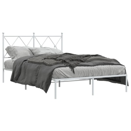 Metal bed frame with white headboard 120x190 cm by vidaXL, Beds and slatted bases - Ref: Foro24-376548, Price: 103,99 €, Disc...