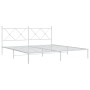 Estructura de cama de metal con cabecero blanco 180x200 cm de vidaXL, Camas y somieres - Ref: Foro24-376555, Precio: 117,99 €...