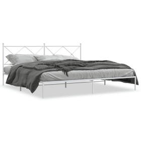 Metal bed frame with white headboard 193x203 cm by vidaXL, Beds and slatted bases - Ref: Foro24-376557, Price: 119,99 €, Disc...