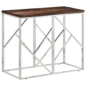 Console table stainless steel solid wood silver by vidaXL, Side tables - Ref: Foro24-349989, Price: 151,99 €, Discount: %