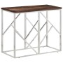 Mesa consola acero inoxidable madera maciza traviesa plateado de vidaXL, Mesas auxiliares - Ref: Foro24-349989, Precio: 123,0...