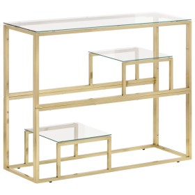 Stainless steel and tempered glass console table in gold. by vidaXL, Side tables - Ref: Foro24-350010, Price: 144,28 €, Disco...