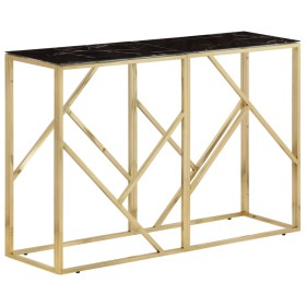 Golden stainless steel and tempered glass console table by vidaXL, Side tables - Ref: Foro24-349996, Price: 191,99 €, Discoun...