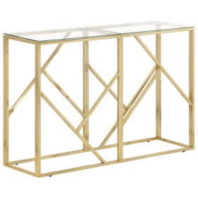 Golden stainless steel and tempered glass console table by vidaXL, Side tables - Ref: Foro24-349994, Price: 151,14 €, Discoun...