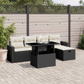 6-teilige Gartensofagarnitur und schwarze synthetische Rattankissen von vidaXL, Gartensets - Ref: Foro24-3274806, Preis: 432,...