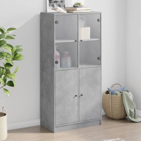 Aparador alto con puertas madera gris hormigón 68x37x142 cm de vidaXL, Aparadores - Ref: Foro24-3295867, Precio: 138,99 €, De...