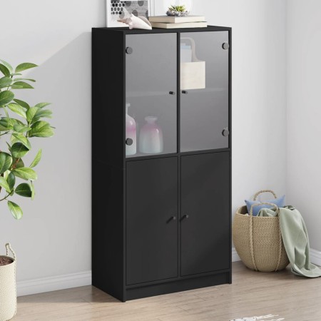 Aparador alto con puertas madera ingeniería negro 68x37x142 cm de vidaXL, Aparadores - Ref: Foro24-3295865, Precio: 135,33 €,...