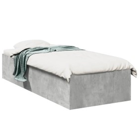 Concrete gray engineered wood bed frame 75x190 cm by vidaXL, Beds and slatted bases - Ref: Foro24-841989, Price: 74,35 €, Dis...