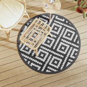 Alfombra de exterior PP blanco y negro Ø120 cm de vidaXL, Protectores para exterior - Ref: Foro24-368578, Precio: 21,99 €, De...