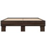 Engineered wood bed frame oak brown metal 140x200 cm by vidaXL, Beds and slatted bases - Ref: Foro24-845861, Price: 119,72 €,...