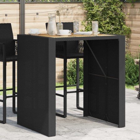 Mesa de jardín superficie de madera ratán PE negro 105x80x110cm de vidaXL, Mesas de jardín - Ref: Foro24-368696, Precio: 205,...