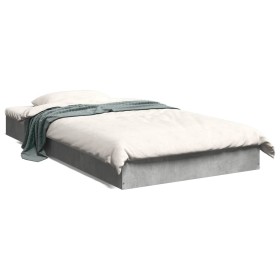 Estructura de cama madera de ingeniería gris hormigón 100x200cm de vidaXL, Camas y somieres - Ref: Foro24-842059, Precio: 67,...