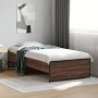 Estructura cama madera ingeniería metal roble marrón 75x190 cm de vidaXL, Camas y somieres - Ref: Foro24-845255, Precio: 85,8...