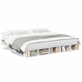 Estructura de cama madera de ingeniería blanca 200x200 cm de vidaXL, Camas y somieres - Ref: Foro24-3280447, Precio: 175,76 €...