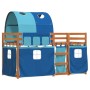 Bunk bed with curtains solid blue pine wood 90x200 cm by vidaXL, Beds and slatted bases - Ref: Foro24-3284037, Price: 193,75 ...