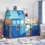 Bunk bed with curtains solid blue pine wood 90x200 cm by vidaXL, Beds and slatted bases - Ref: Foro24-3284037, Price: 193,75 ...