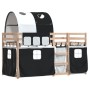 Bunk bed with black and white solid pine wood curtains 80x200 cm by vidaXL, Beds and slatted bases - Ref: Foro24-3283988, Pri...